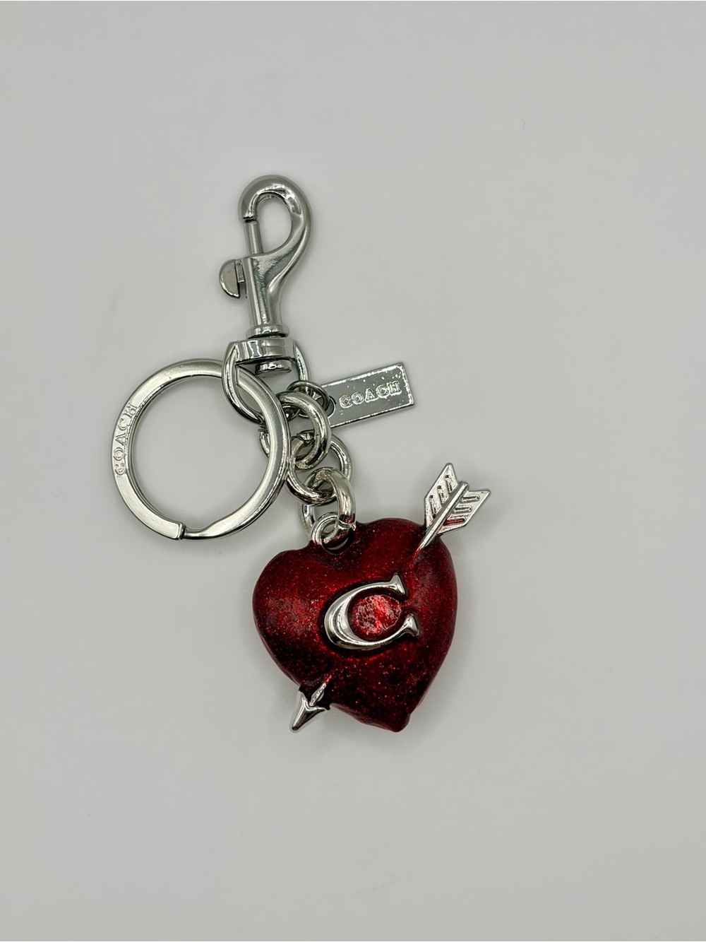 Trendy Red Heart Arrow Keychain Charm